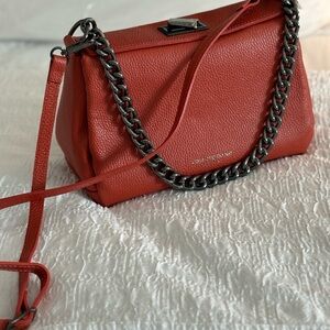 Italian Pumpkin Leather Chain Shoulder Bag Viola Castellani